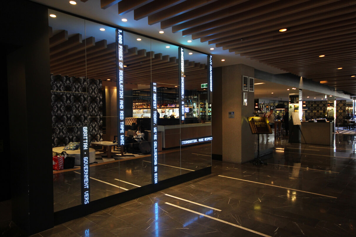 canberra QT Hotel LED Mirror Display