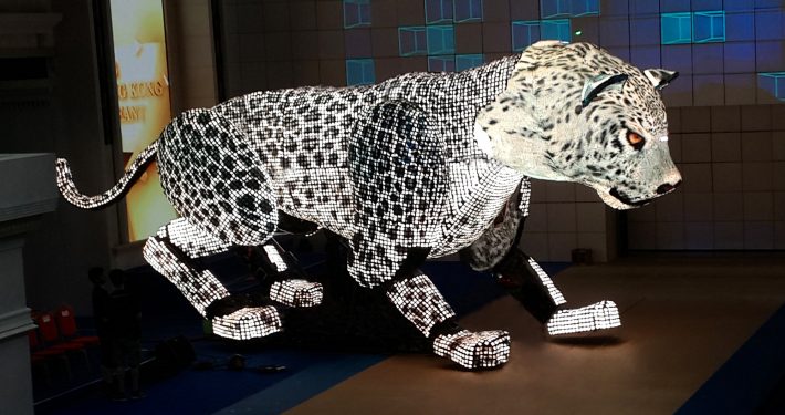 LED Snow Leopard Custom Digital Display Artwork