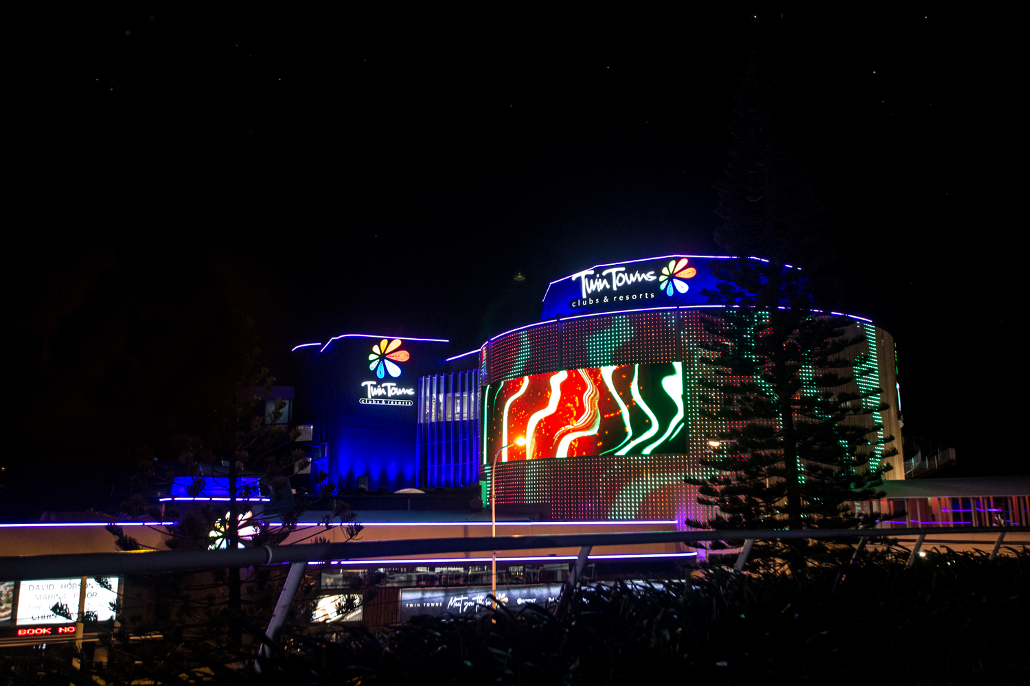 Twin Towns Curved LED Screen Building Facade Custom Digital Signage Solutions